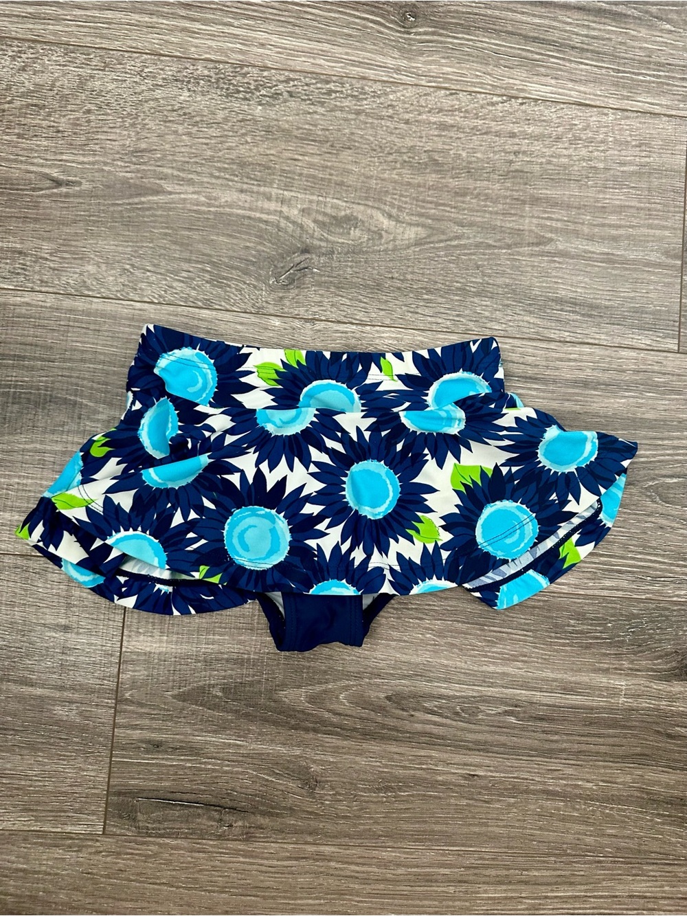 Hanna Andersson Girls 120 (6-7) Blue Floral Skirted Swim Bottoms